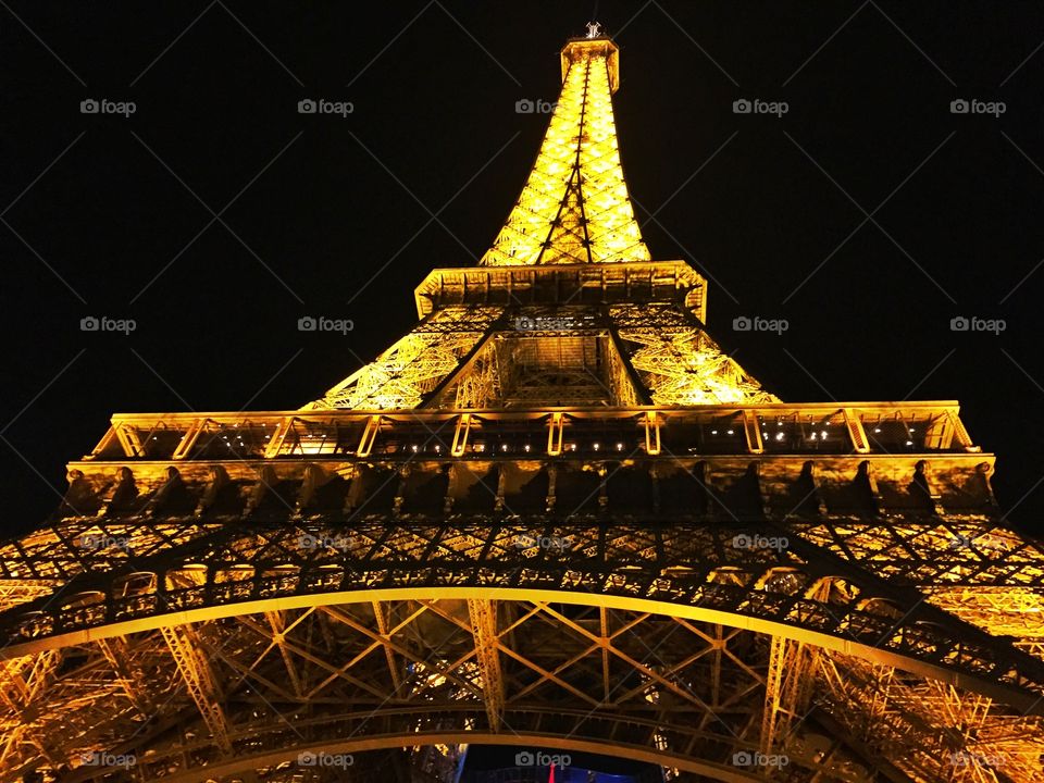 Under the beautiful Eiffel tower at night 