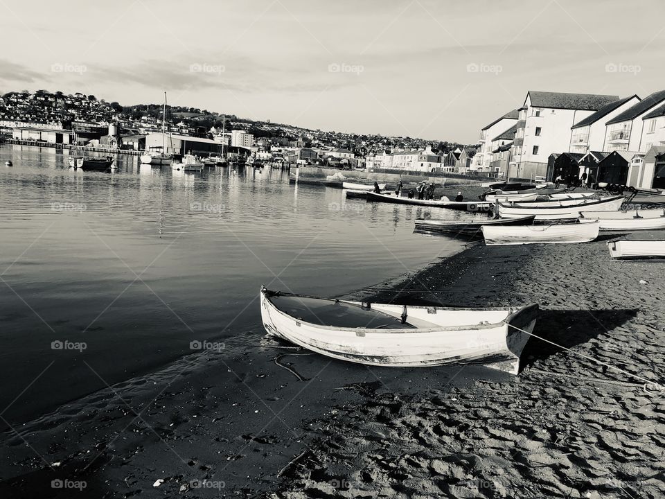 We are back at Teignmouth harbor again, where there are a further two photos of this scene, the first is in monochrome.