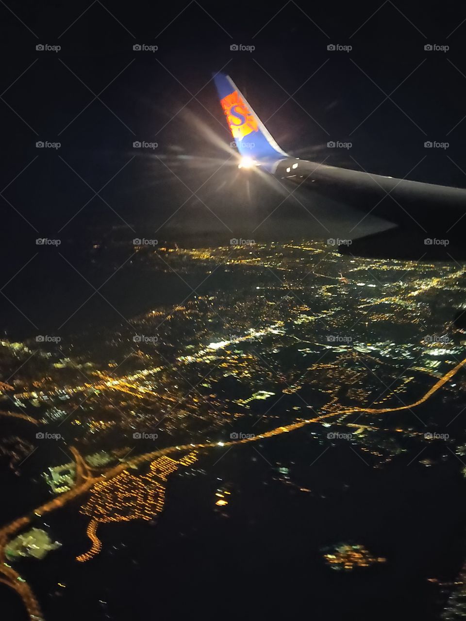 Flight over Orlando at night.