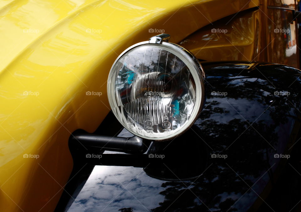 yellow beetle car headlight