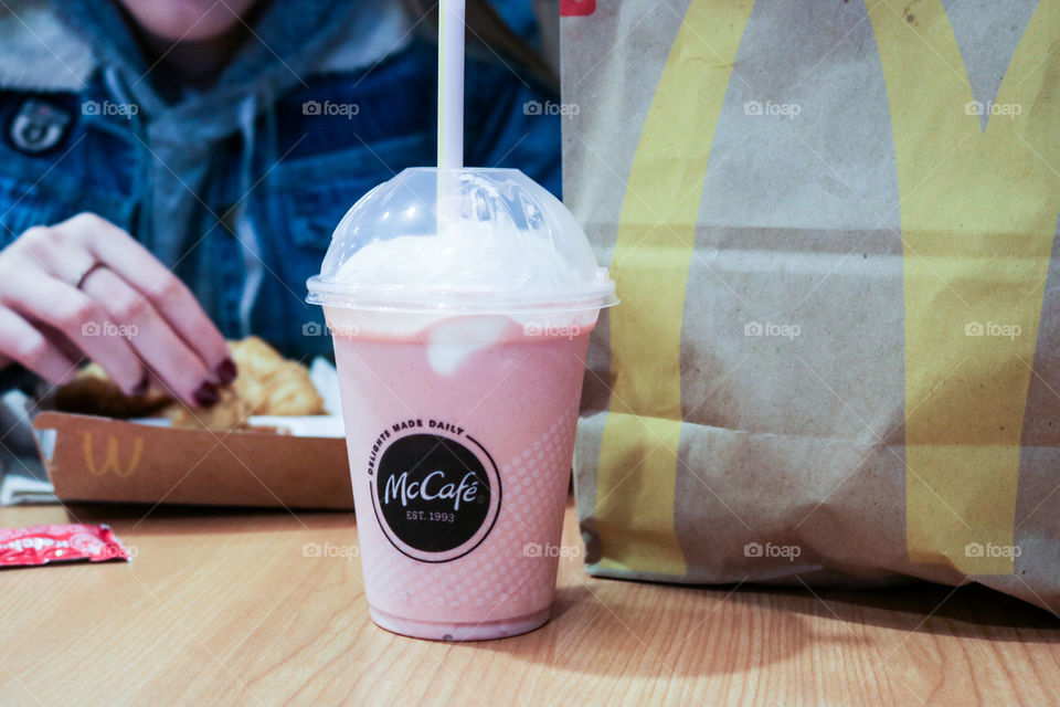 McDonald’s for lunch and dessert -Strawberry Milkshake 