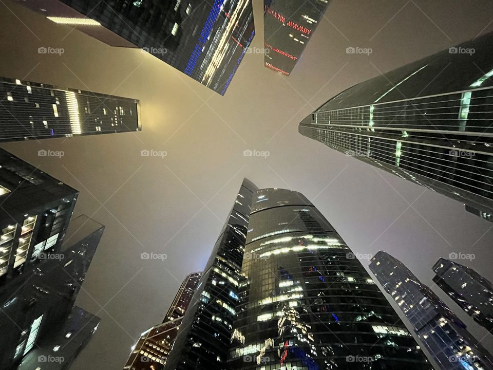 Moscow City - working centre in Russian capital at night