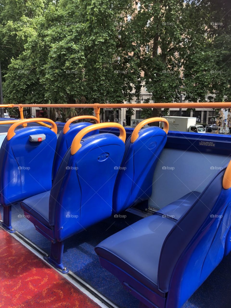 Empty seats in a megabus megatour round London uk