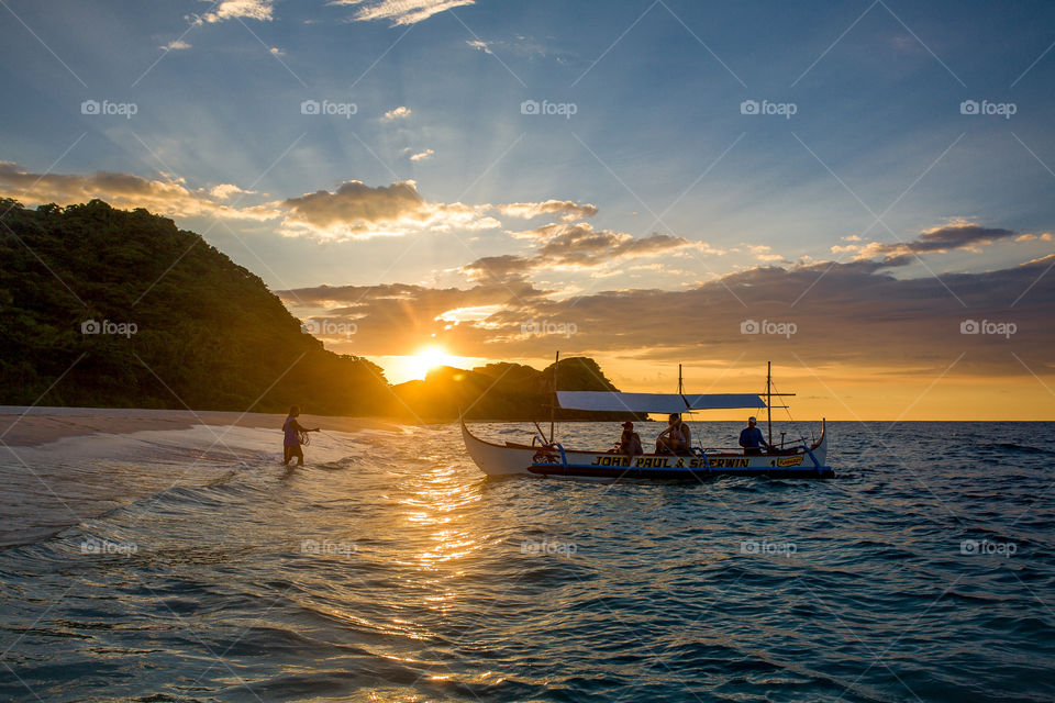 sunset and boat