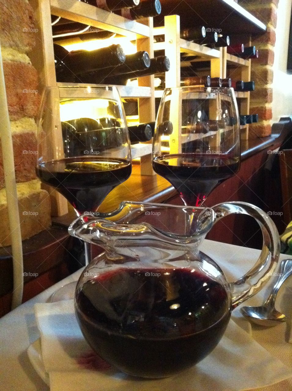 Cozy restaurant drinking wine