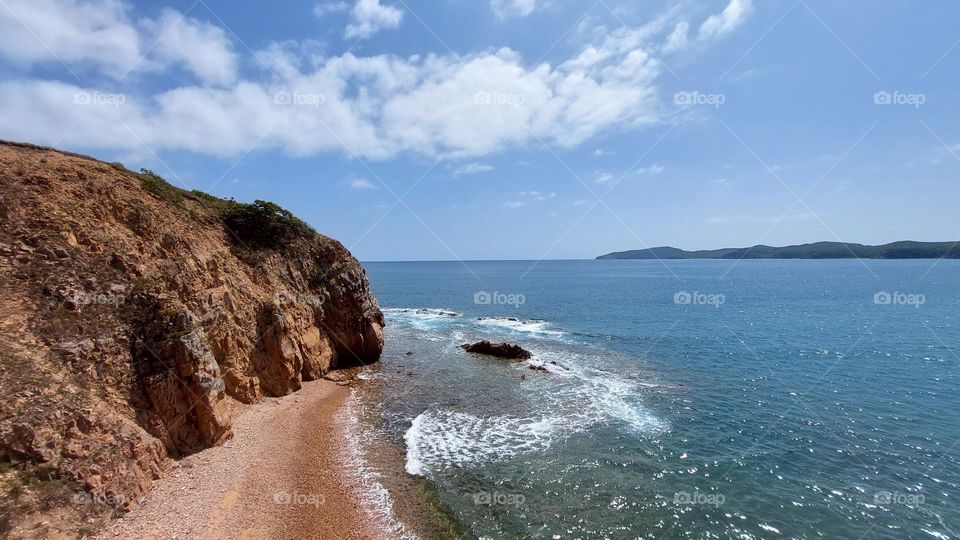 high hills and rocks, warm summer sea, nature