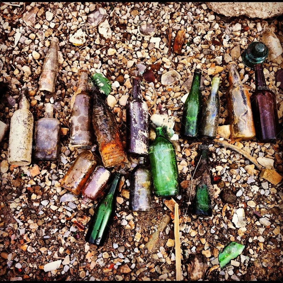 Old Bottles Found in the River. Michigan. 