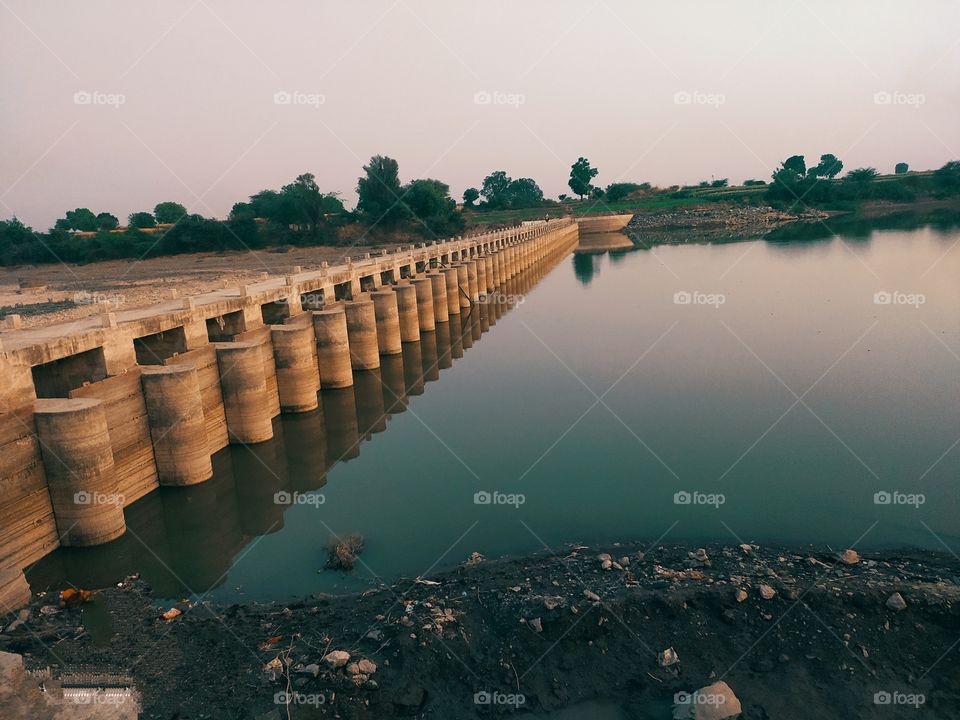 Dam on Girna river evening peaceful nature view