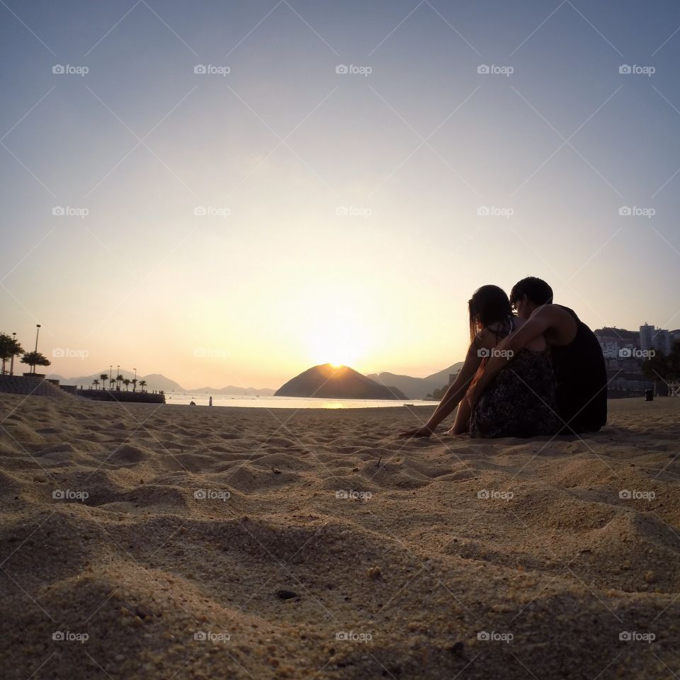Lovely couple. Enjoying the sunset in Hong Kong 