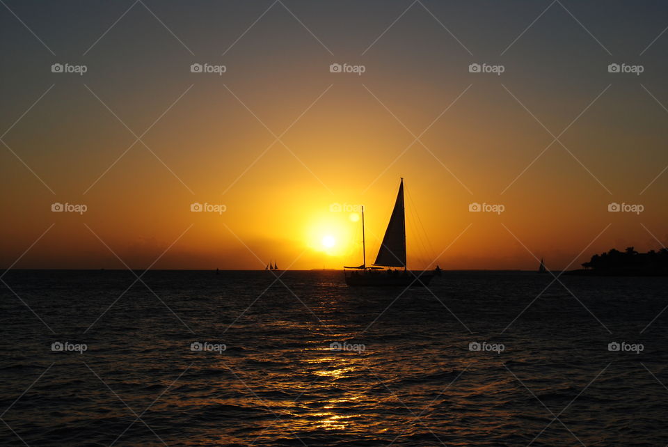 Beautiful sunset sailing in Key West, Florida