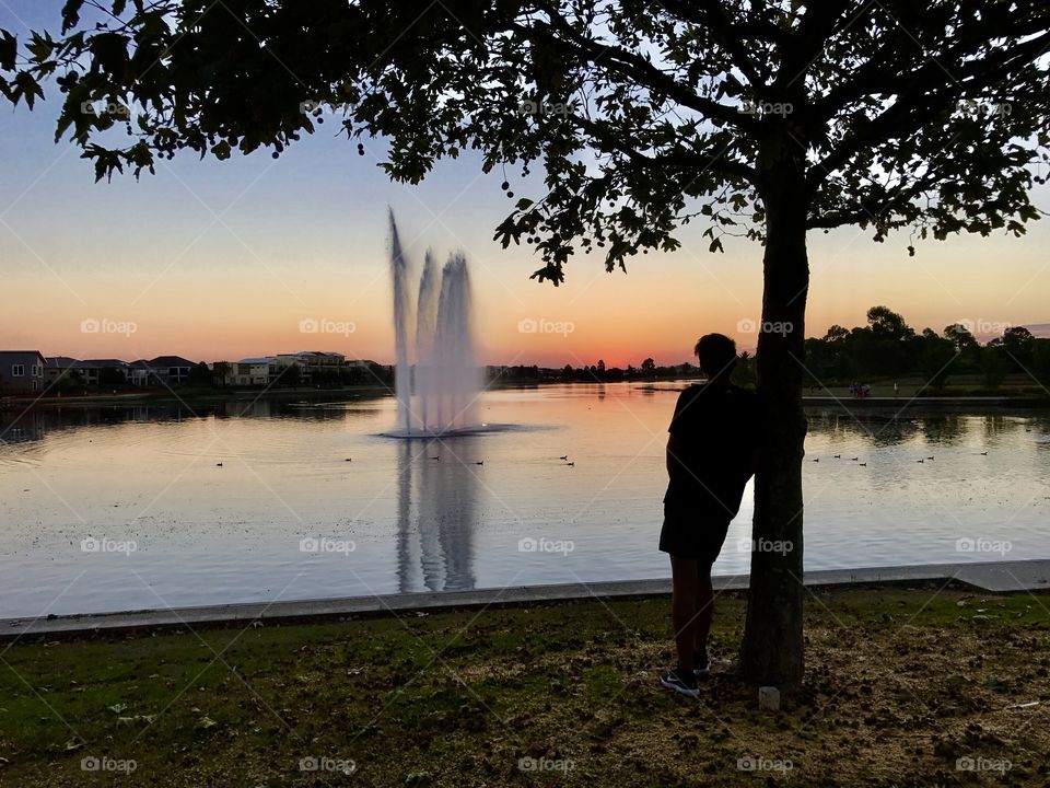Watching the sunset around the lake 