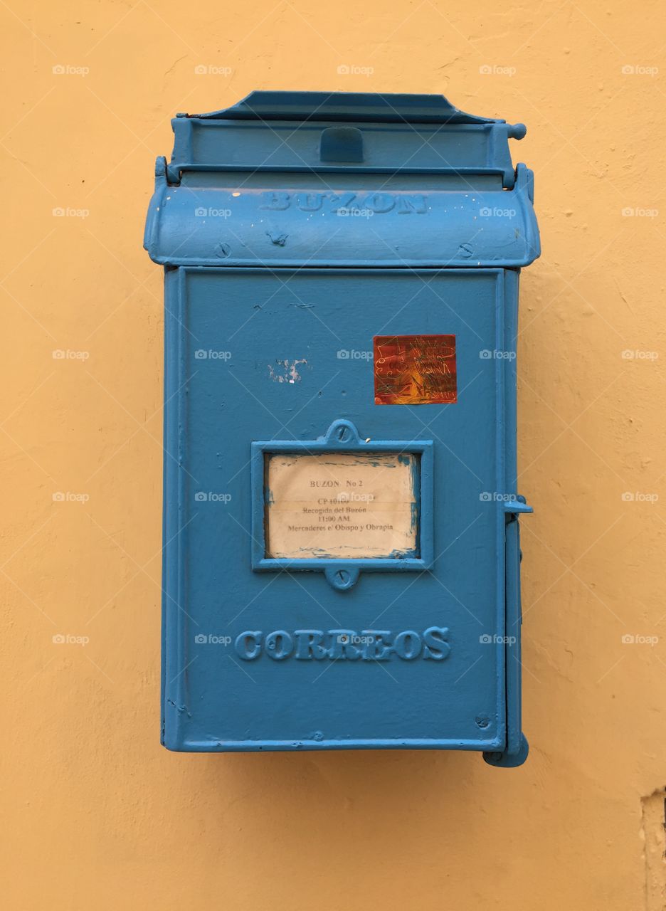 Cuban postal box on colorful wall