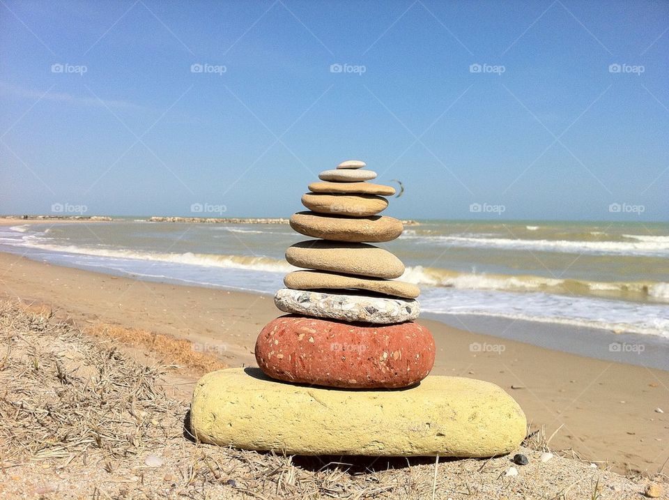 Stack on stones at beach