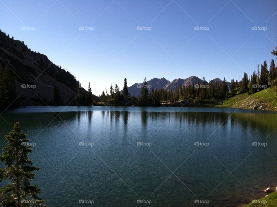 Hidden lake. Lake in the mountains 