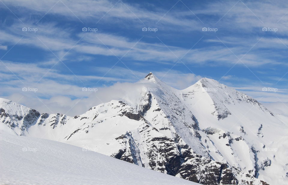 Snowy mountains in austria