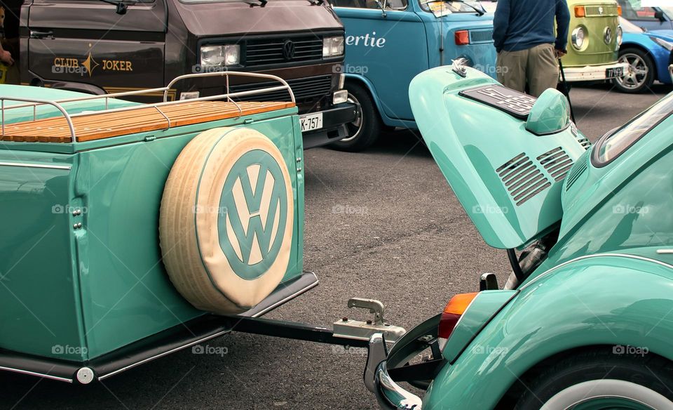 Closeup shot of old timer vintage car volkswagen beetle