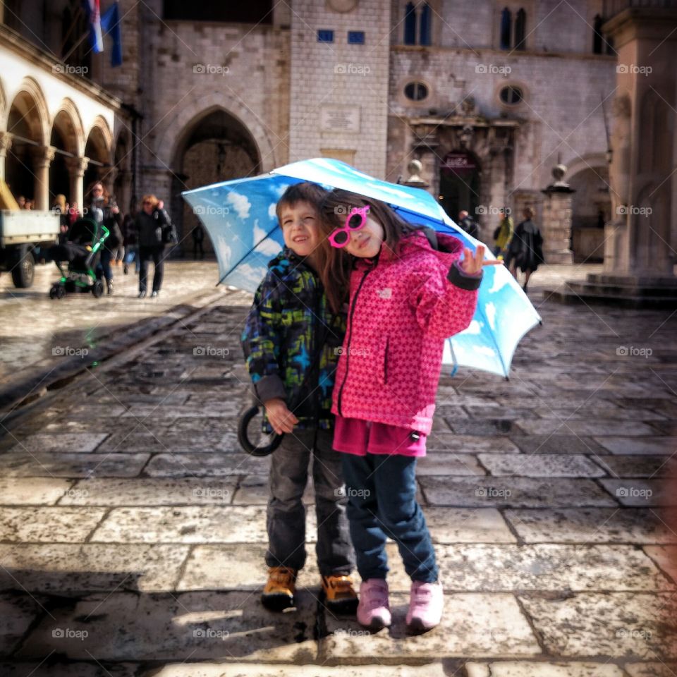 umbrella fun. brother and sister 