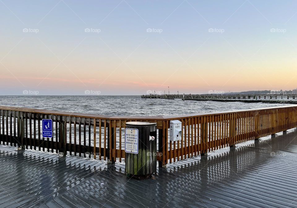 North Beach, Maryland boardwalk during a storm