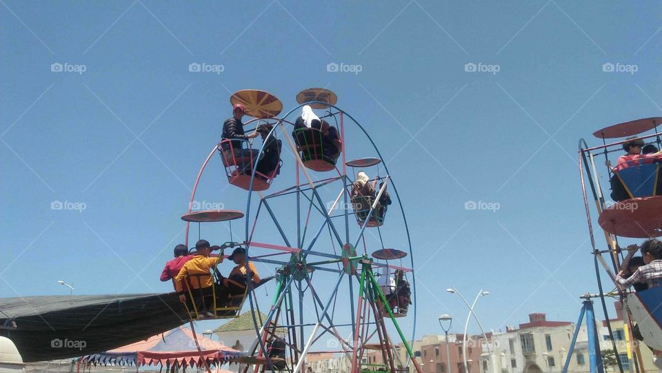 Ferris wheels.