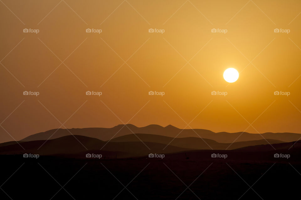 Sunset in the desert in UAE