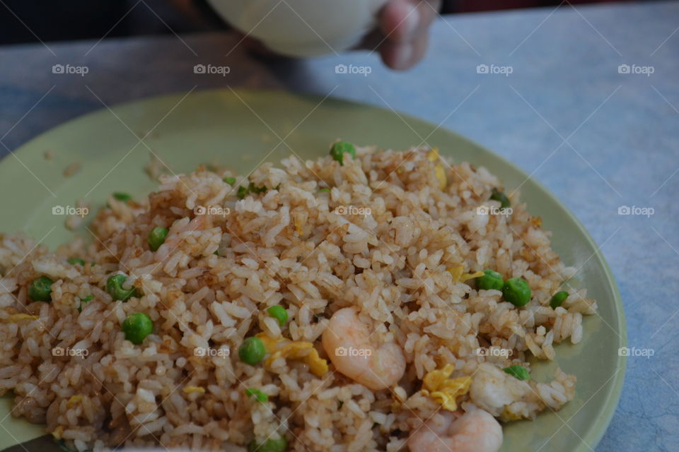 Prawn fried rice in plate