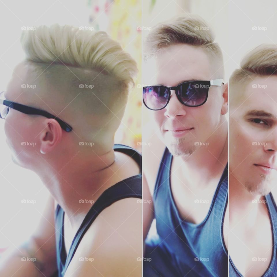 blond comb over fade