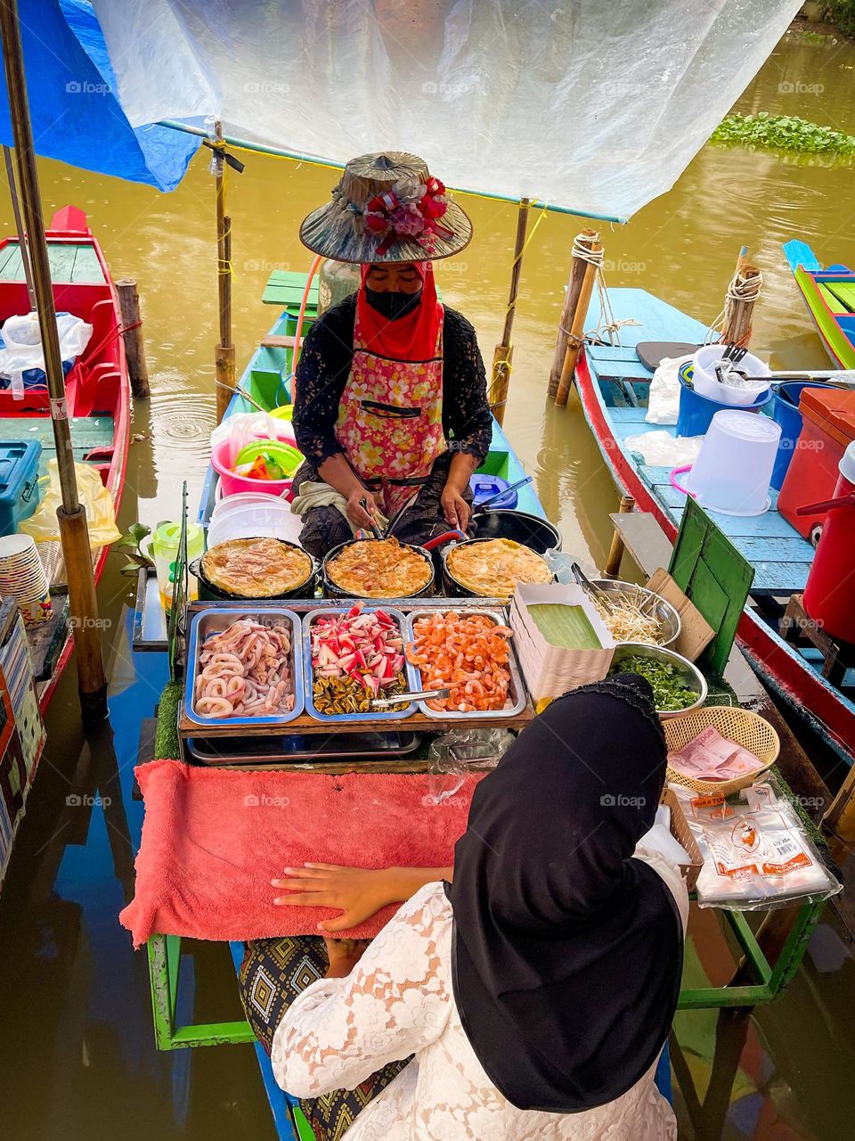Floating market delicacy at floating market Hatyai, Thailand