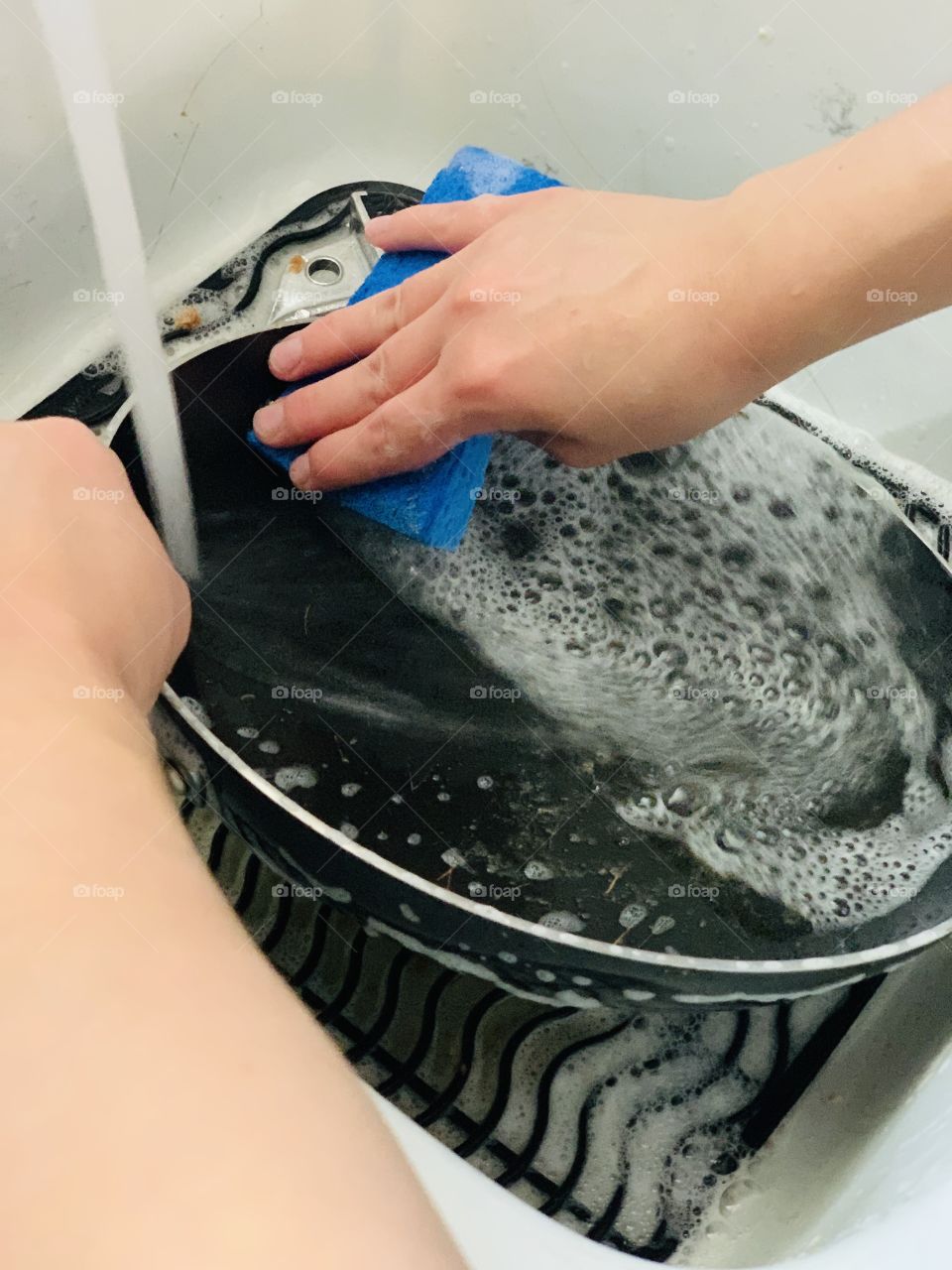 Routine and habits of daily life washing dishes 