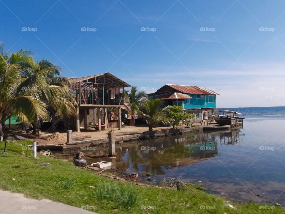 Picture from moving car traveling in Roatan Honduras  