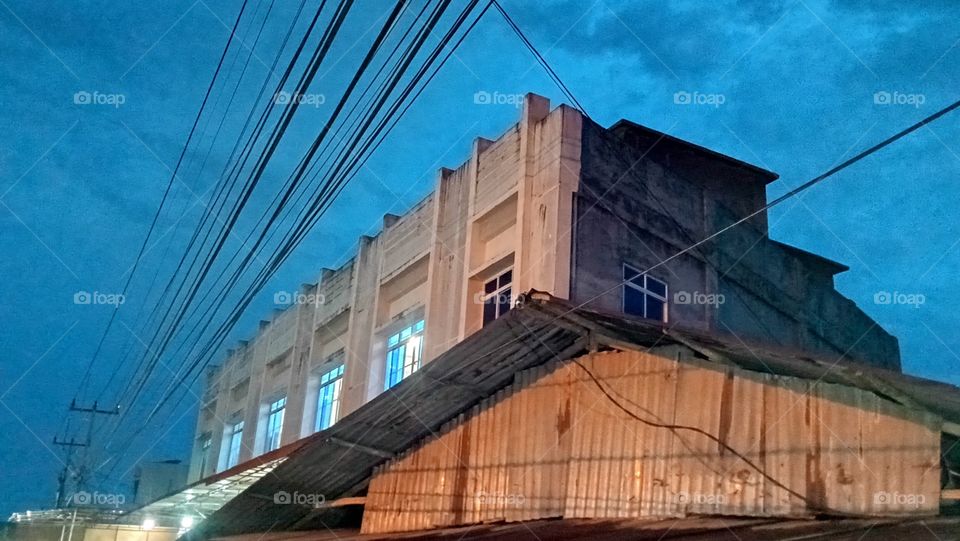 Low angel view of illuminated building