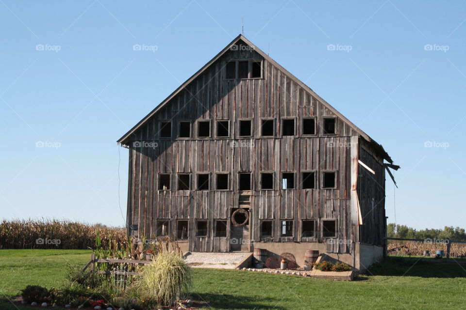 old barn with windows