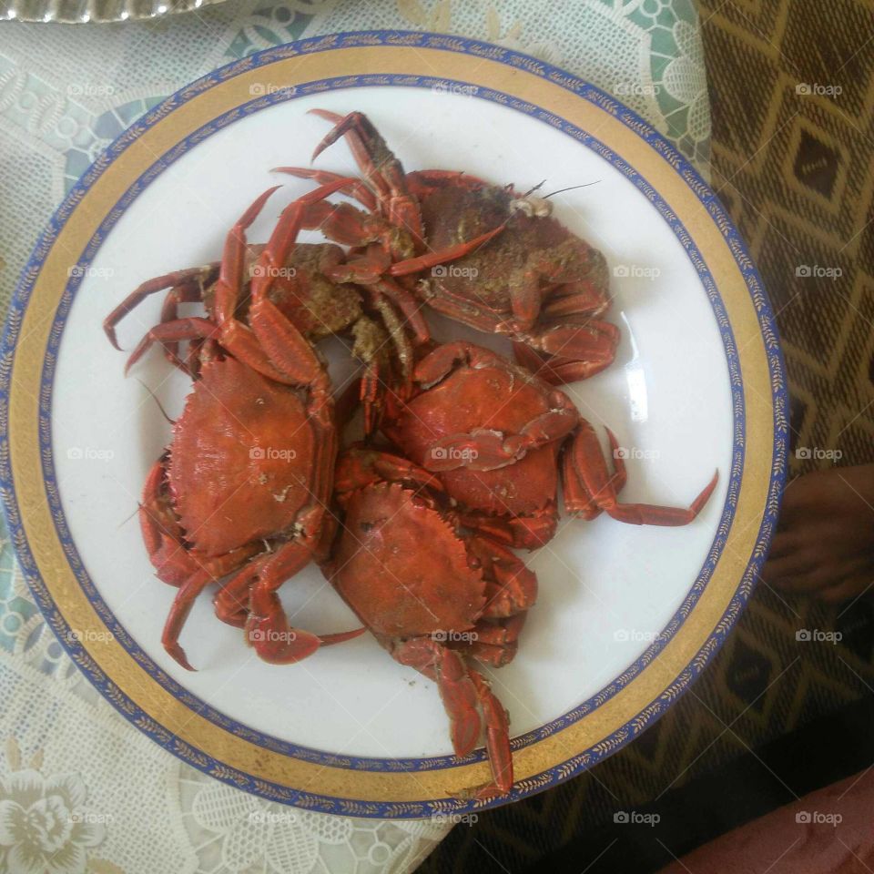 Crabs on plate