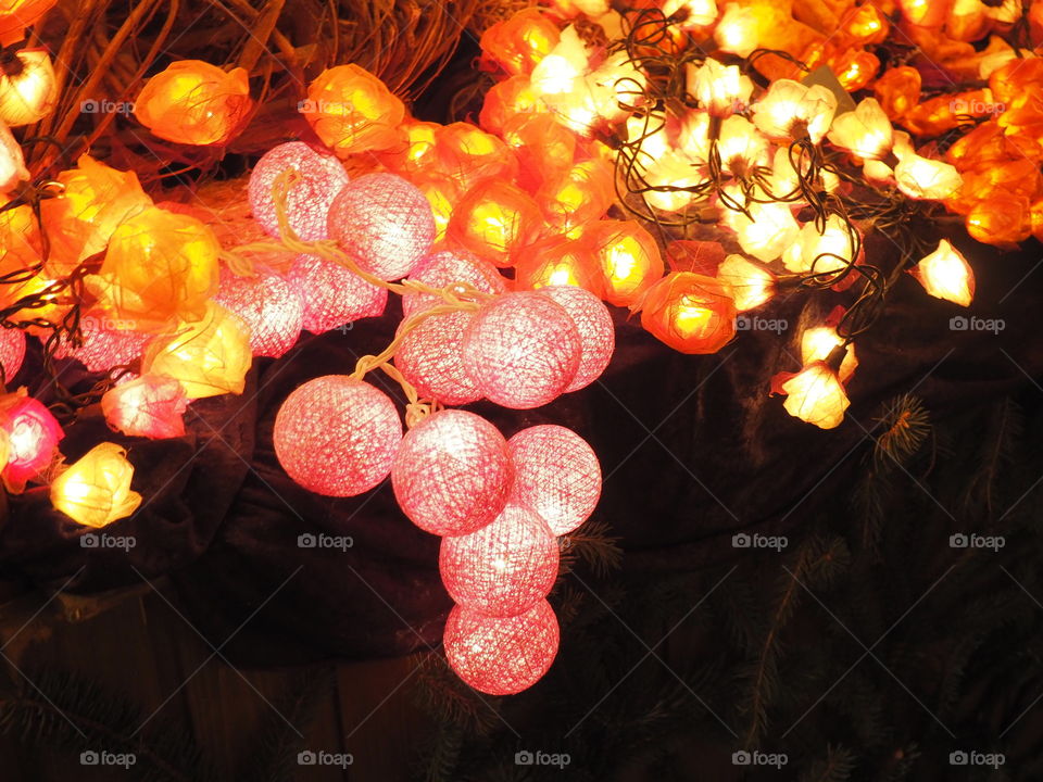 Christmas lightnings at a Christmas market in a sales house