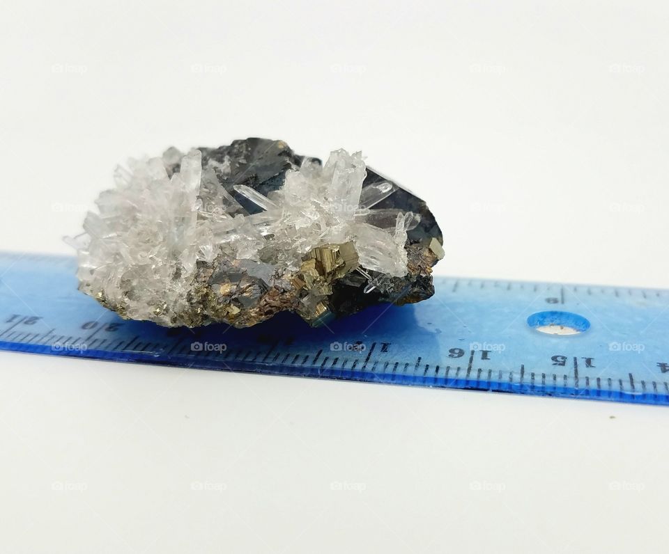 clear crystal quartz on hematite