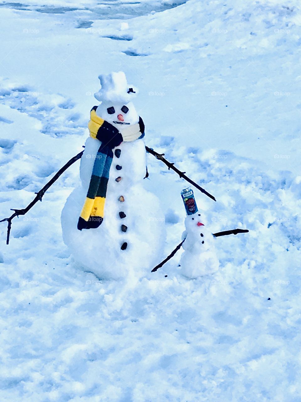 Cold stark winter time with snow covered surfaces making everything look white! 