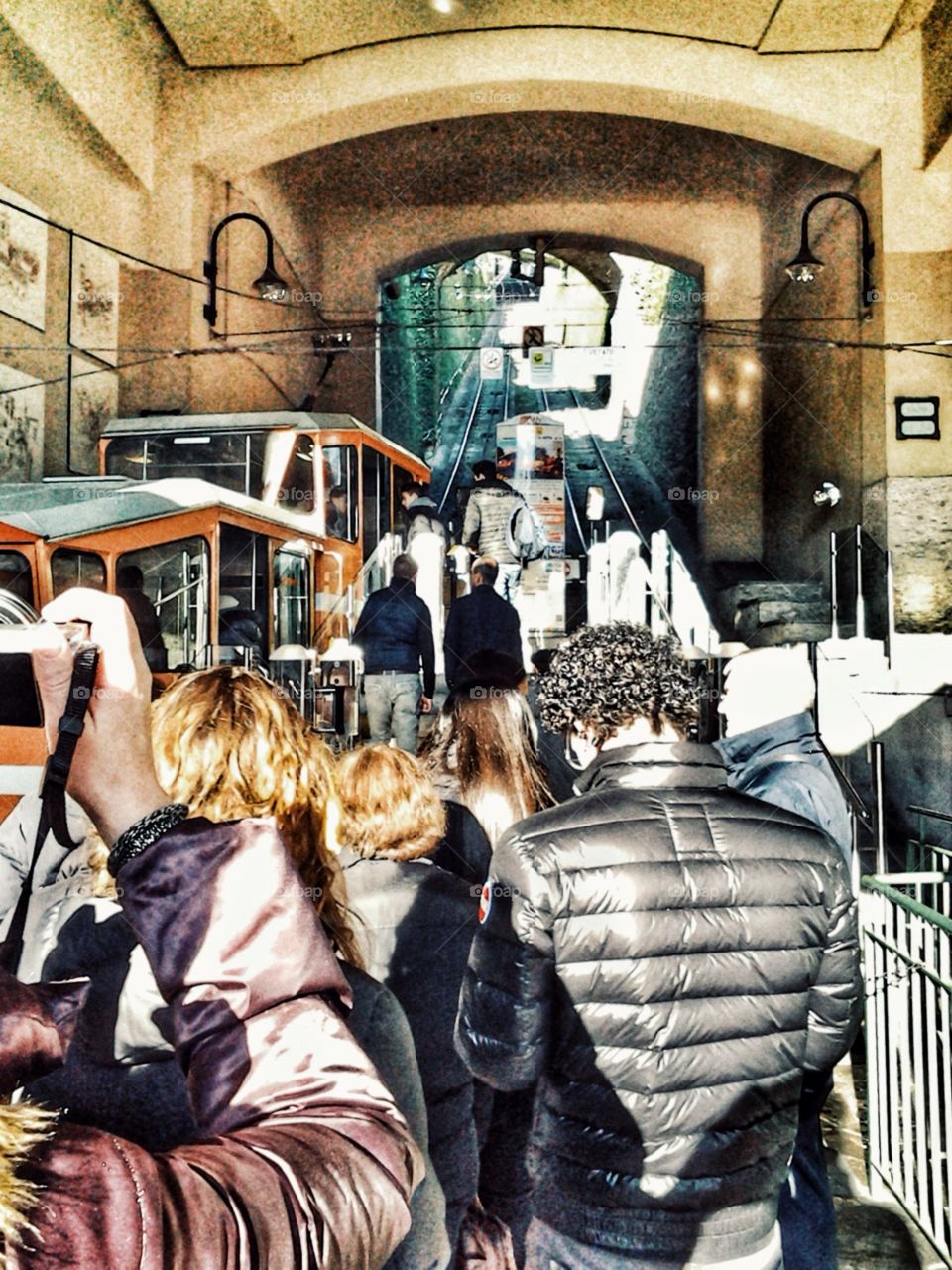 Looking Up. Funicular in Bergamo, Italy