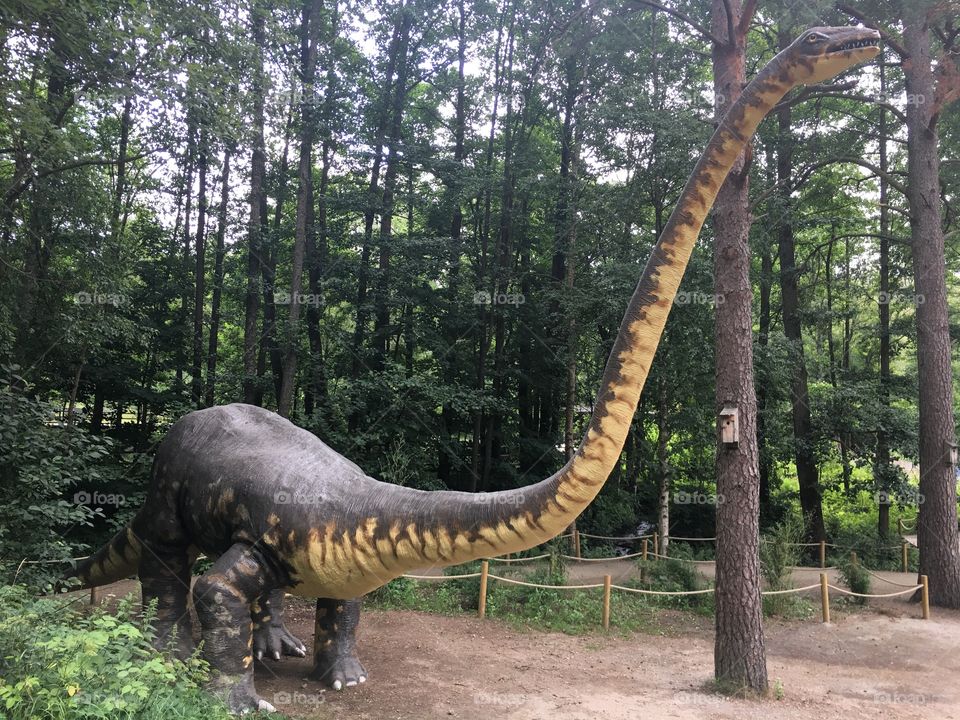Dinosaur statue in a zoo
