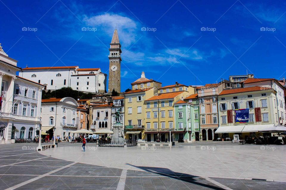 The main square of Piran, Slovenia.