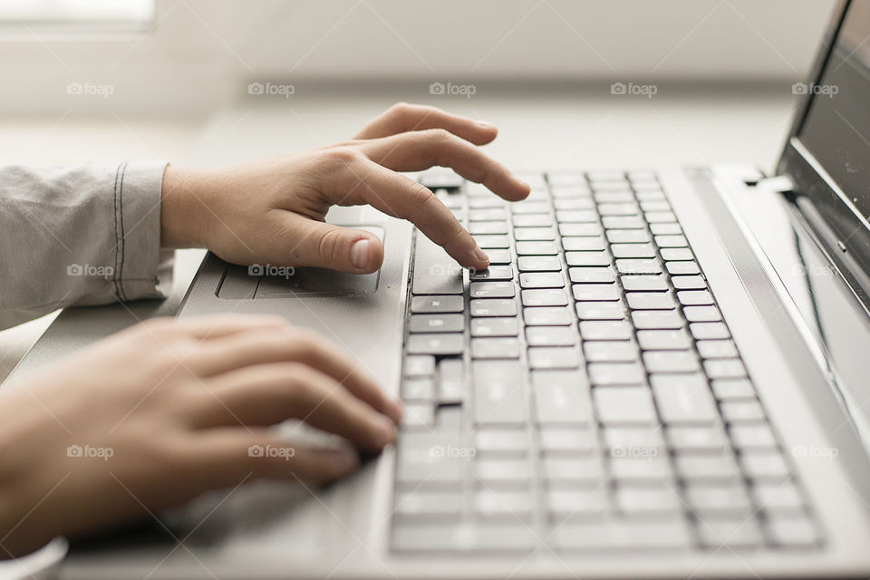 Child using laptop