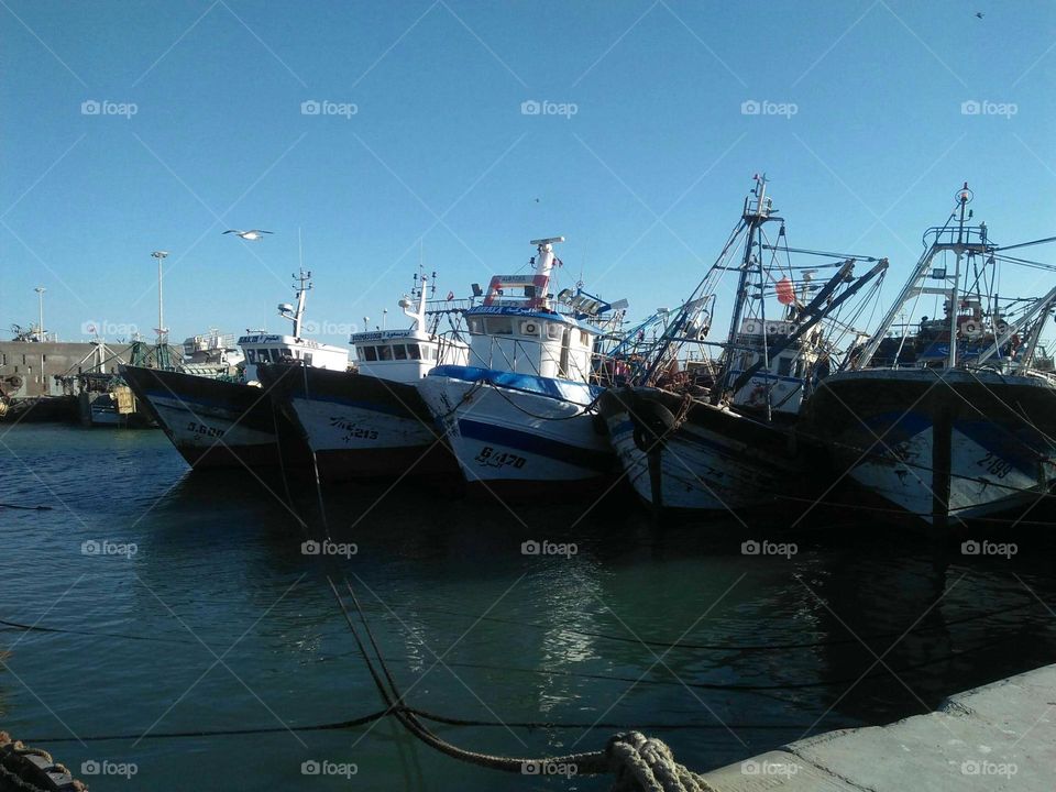 A big ship at essaouira harbour in Morocco.