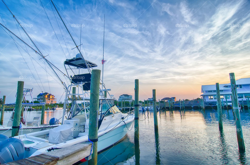 boats at sunset