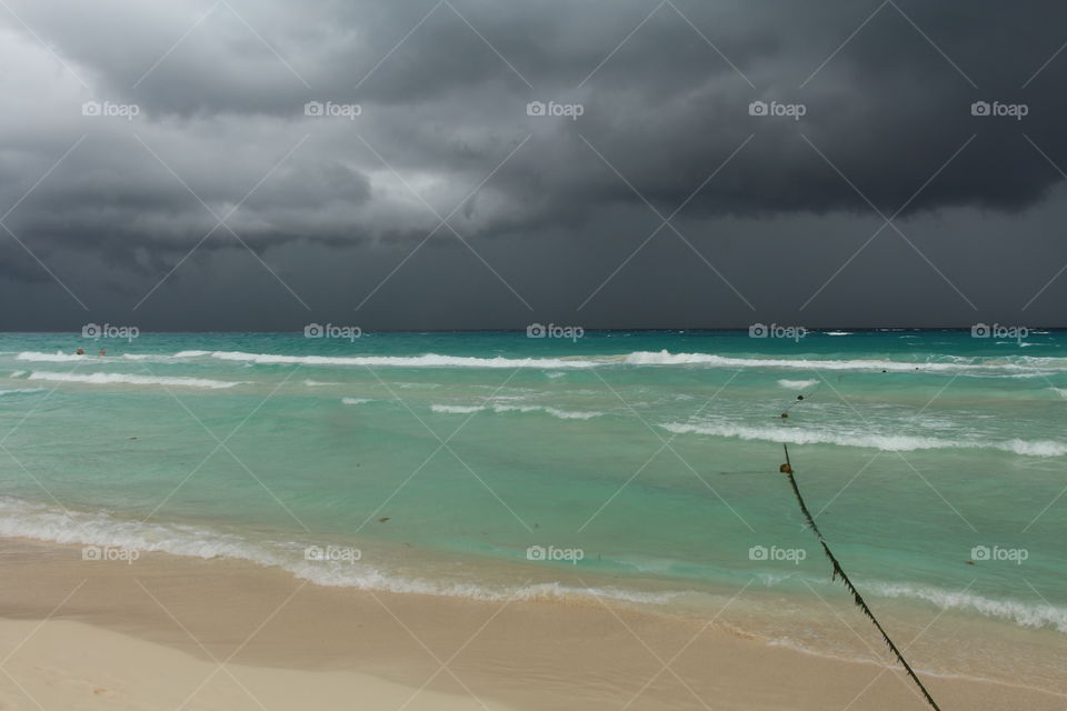 dramatic thunderstorm on the caribbean