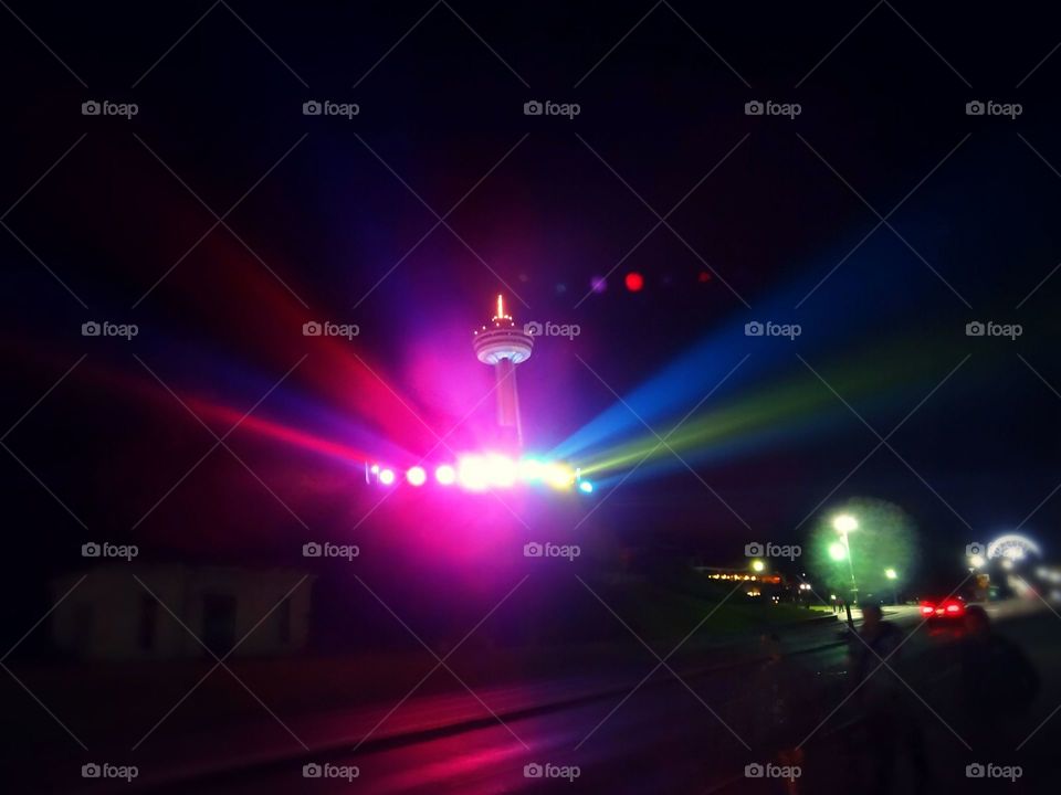 Lights everywhere in the evening.