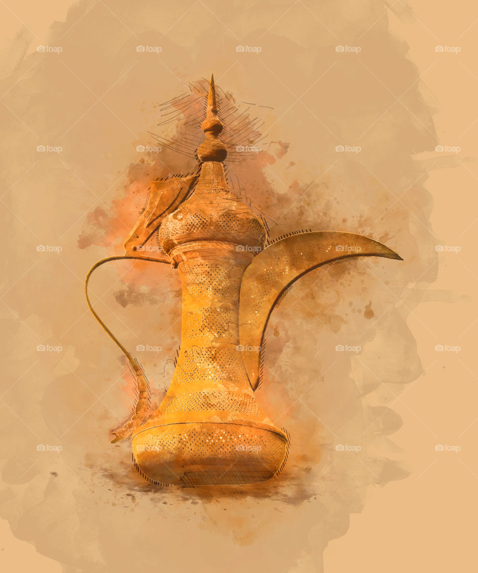 Middle East Dallah coffee pot digital Painting