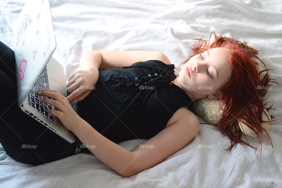 Girl using her computer