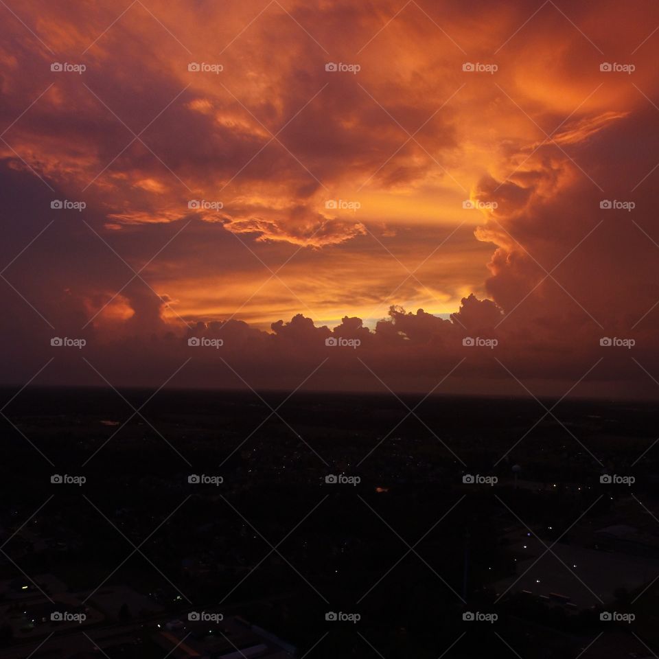 Sunset. A beautiful sunset shot with thunder heads above 