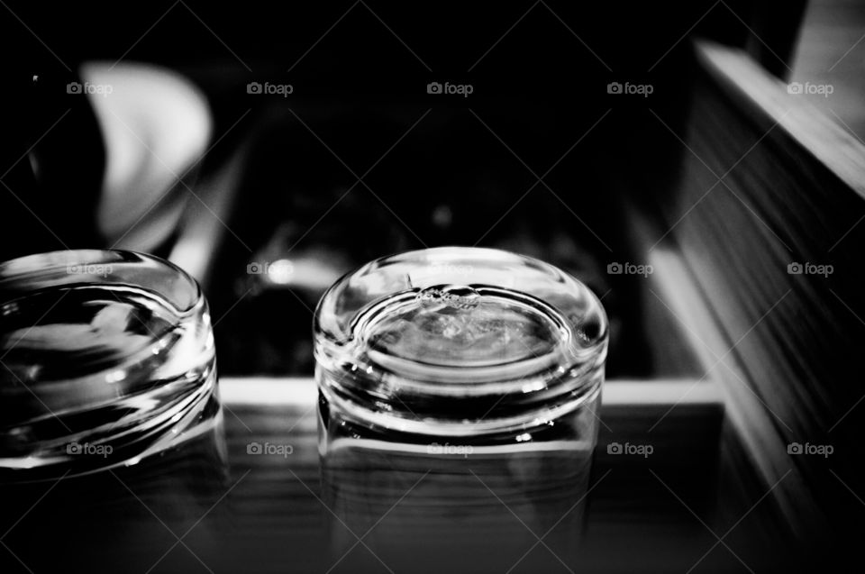 Glasses in a cabinet