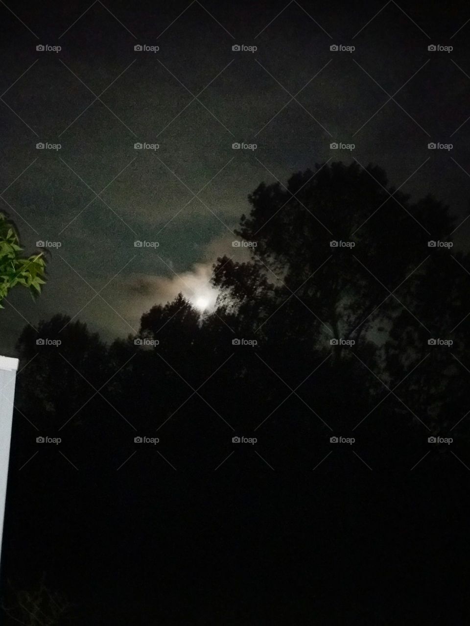 our night sky, the moon behind the clouds in Manchester Tennessee
