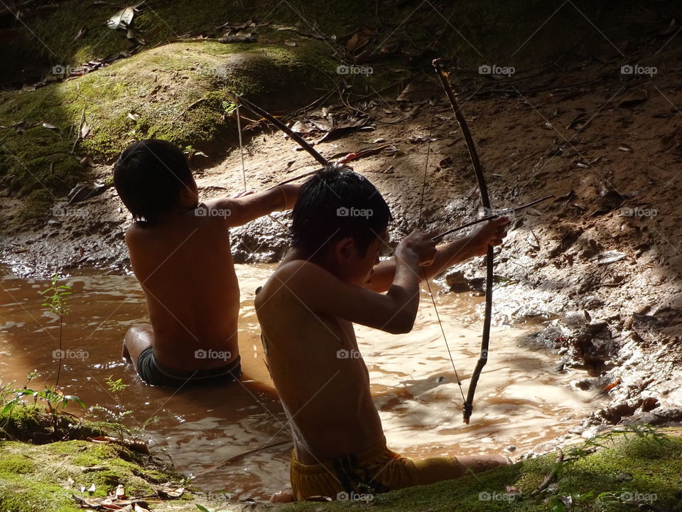Chiapas kids playing in the waterfall