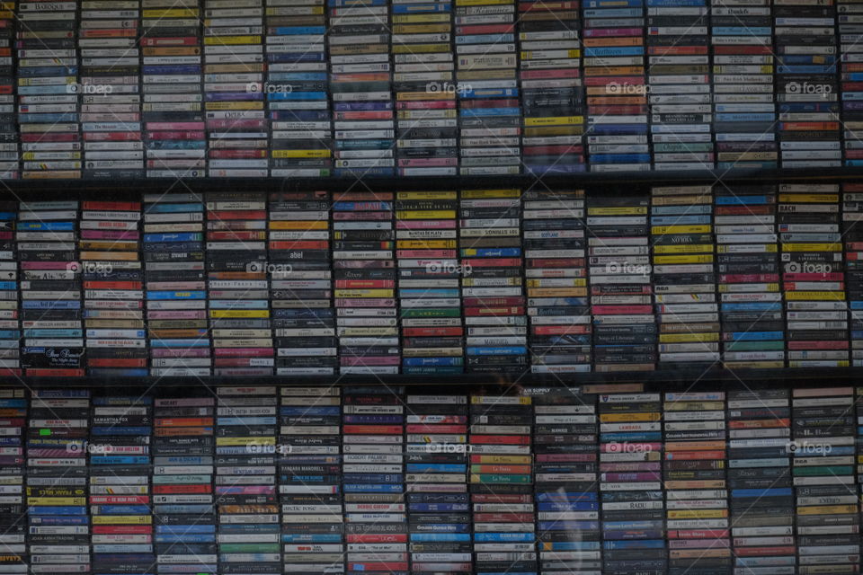 Tapes from a store window 